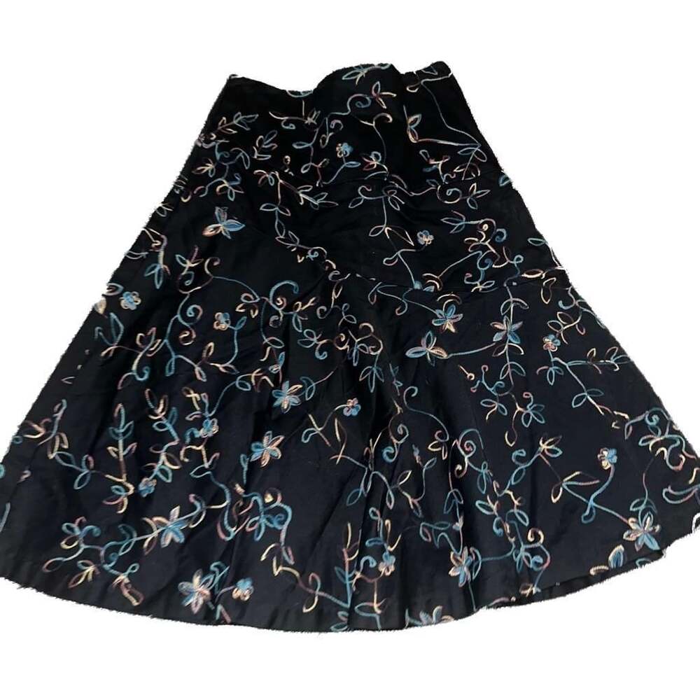 Vintage 12 Drawing Embroidered Bohemian Phoebe Buffay Flared Skirt
